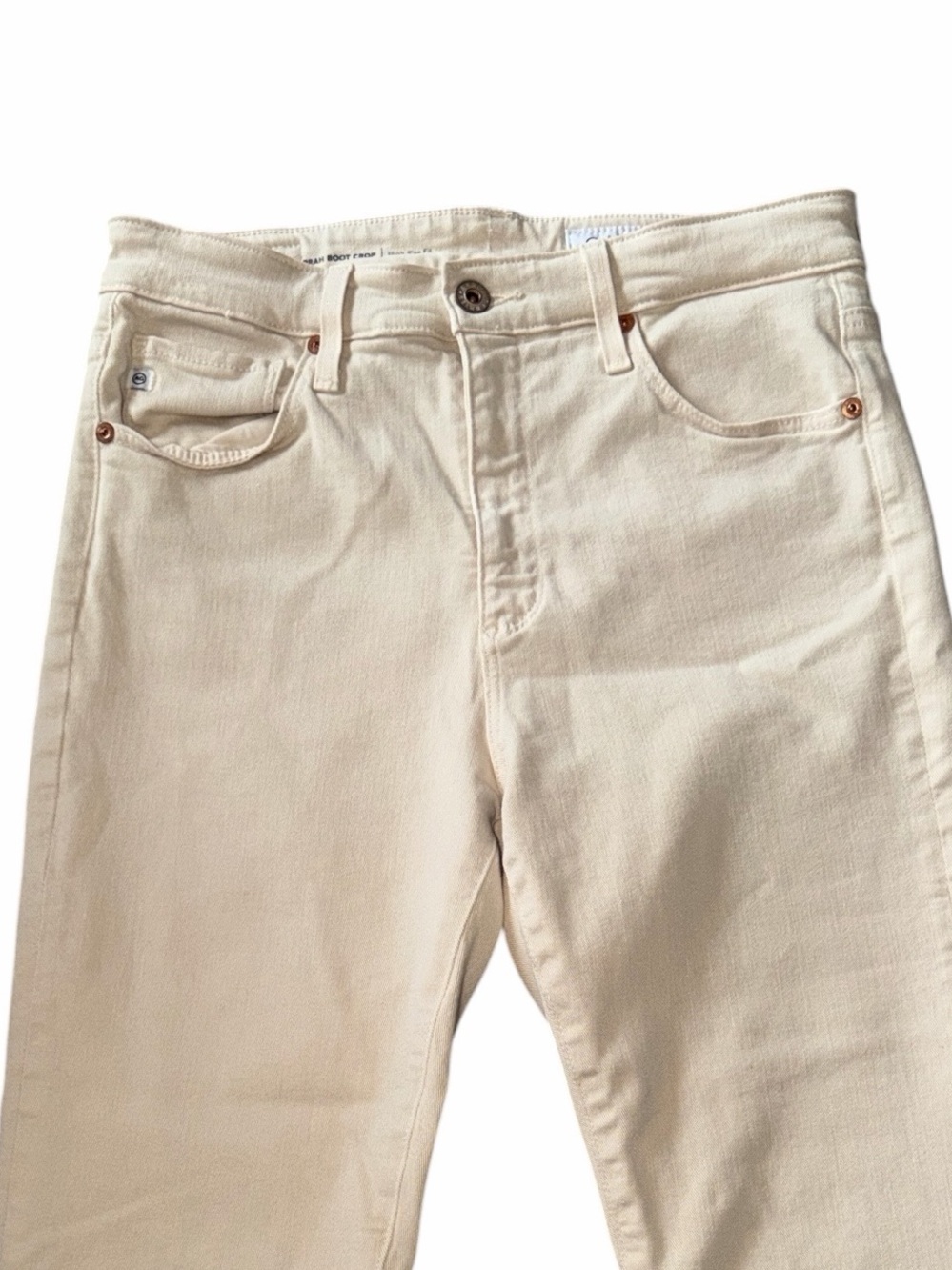 AG Denim Farrah Boot Crop Jeans in Light Beige size 29 - Picture 3 of 8